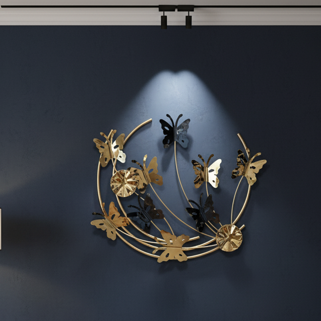 Luxury Metal Wall Art – Gold & White Floral Design | Modern Wall Décor for Living Room, Bedroom & Hallway