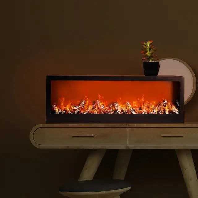 Modern LED Fireplace Decor – 23.5 x 7.5 inches | Realistic Flame Effect | Home & Office Decoration