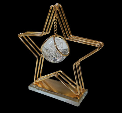 Luxury Golden Armillary Sphere with Hanging Crystal Globe – Elegant Home & Office Decor