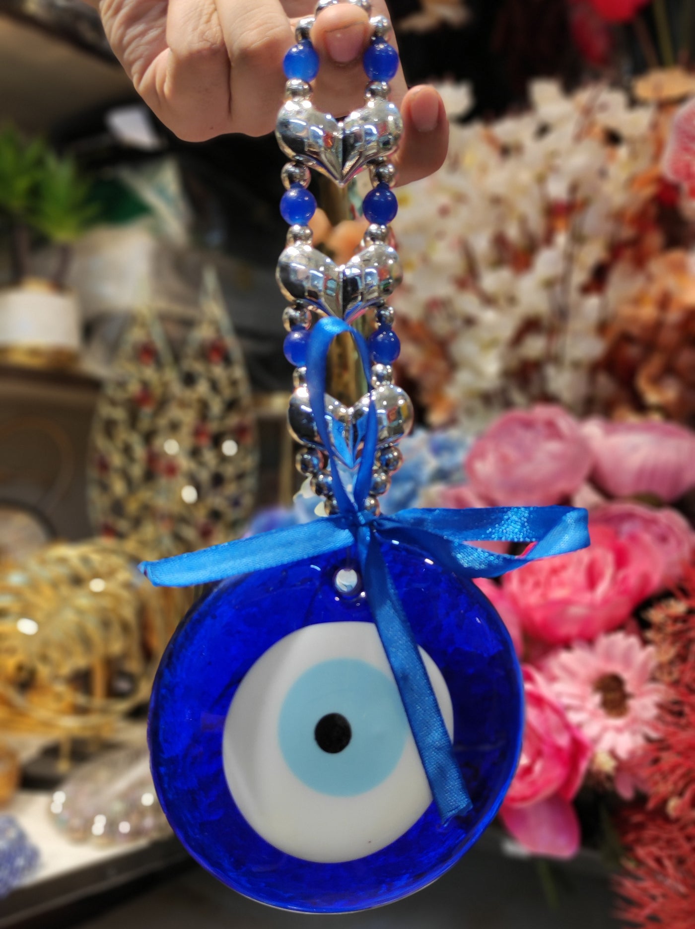 Blue Evel eye for wall hanging,size 8  inches length and glass Diameter 4 inches