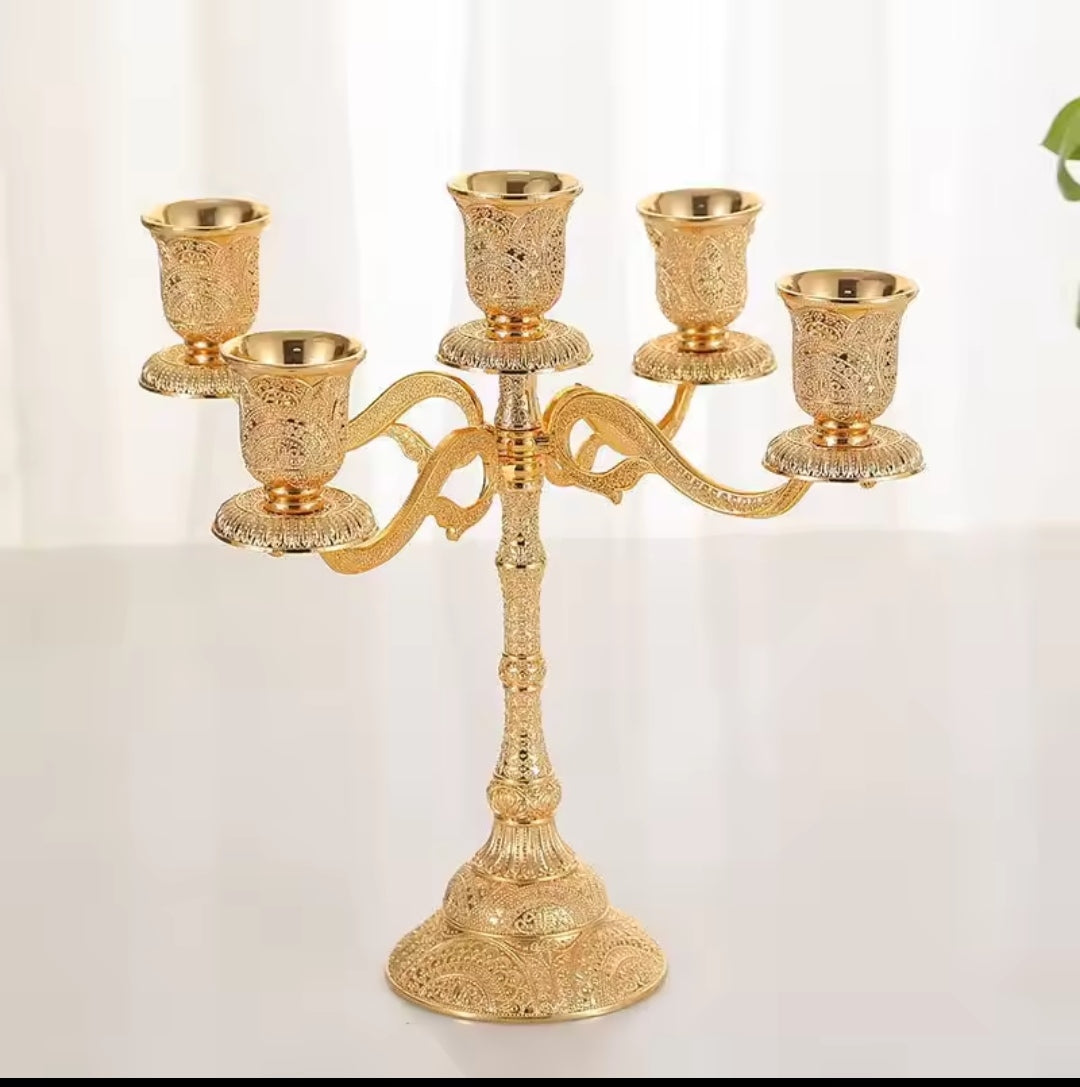 Luxury Golden 5-Arm Candle Holder – Elegant Decorative Centerpiece