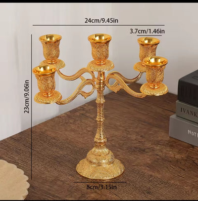 Luxury Golden 5-Arm Candle Holder – Elegant Decorative Centerpiece