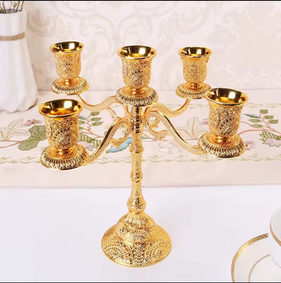 Luxury Golden 5-Arm Candle Holder – Elegant Decorative Centerpiece
