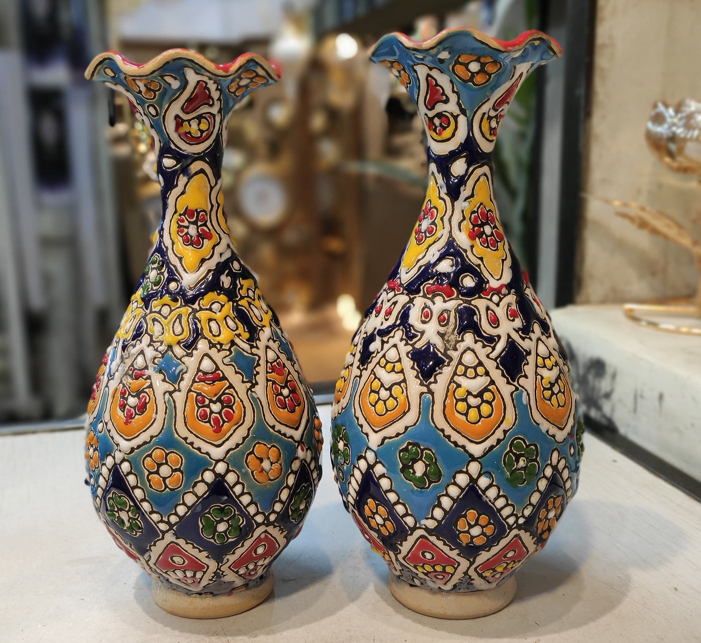 Handcrafted Multicolor Ceramic Vase – 8 Inches Haghit. ( Made in iran )