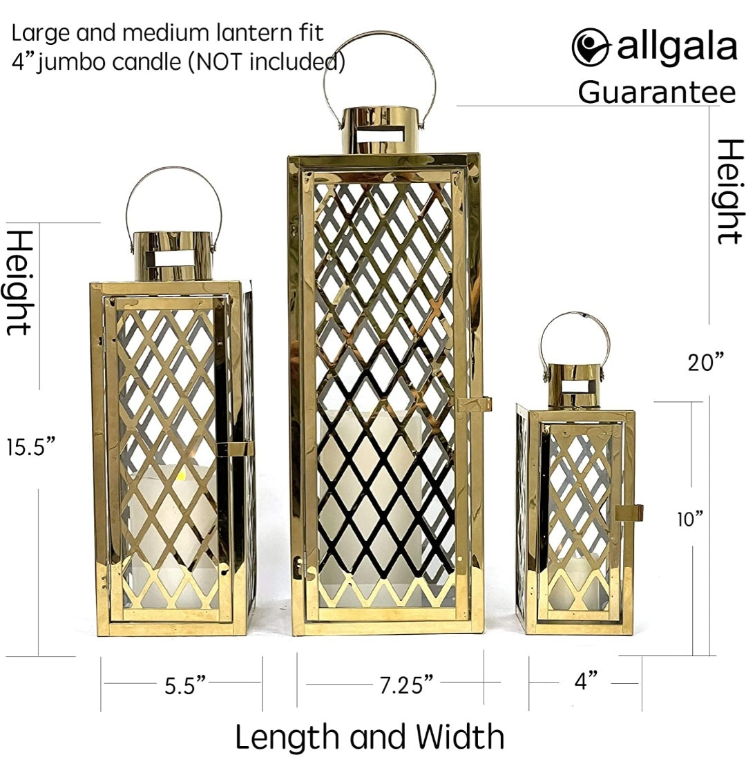 🕯️ Elegant Golden Metal Lantern Set – Premium Home Decor