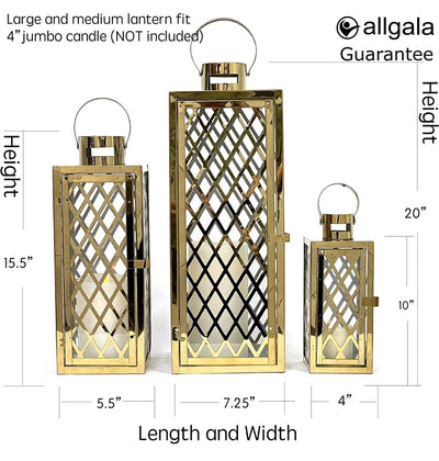 🕯️ Elegant Golden Metal Lantern Set – Premium Home Decor