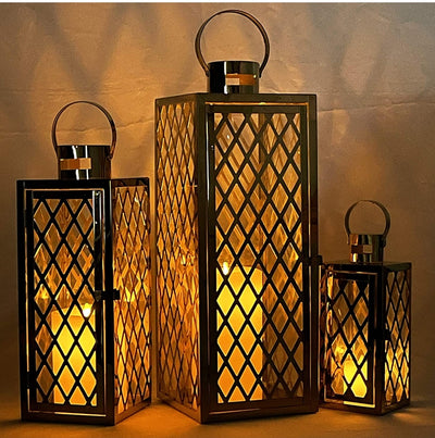 🕯️ Elegant Golden Metal Lantern Set – Premium Home Decor