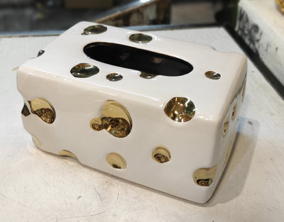 🖤 Luxury Black & Gold ceramic Tissue Box Cover – 7 x 4 inches