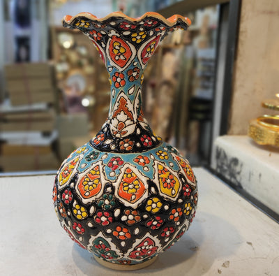 Handcrafted Multicolor Ceramic Vase – 8 by 5.5" inches ,Decorative Flower Pot (made in iran)