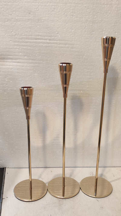 Luxury Gold & Glass Candle Holder Set – 3 Sizes (13", 11", 9") inches