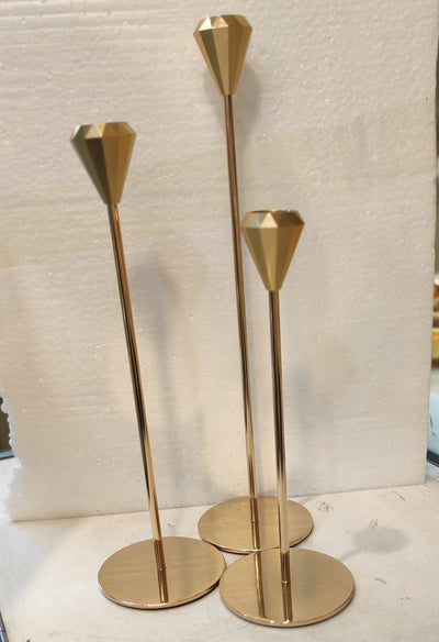 Luxury Gold & Glass Candle Holder Set – 3 Sizes (13", 11", 9") inches