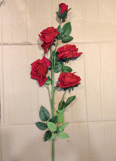 Realistic Artificial velvet Rose Flower Sticks (Red, Maroon & White) for Home & Vase Decor