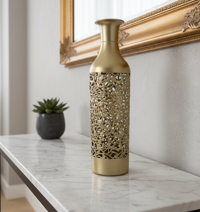 Luxury Modern Golden Metal Decorative – Elegant Lattice Design for Home & Office Décor