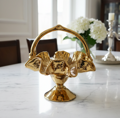 Luxury Golden Decorative Basket – Modern Table Centerpiece