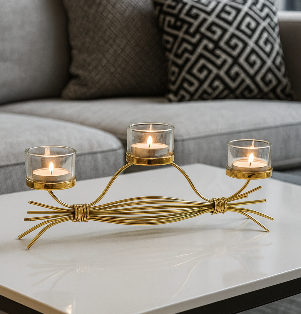 Modern Golden 3-Tier Candle Holder – Table Centerpiece Decoration