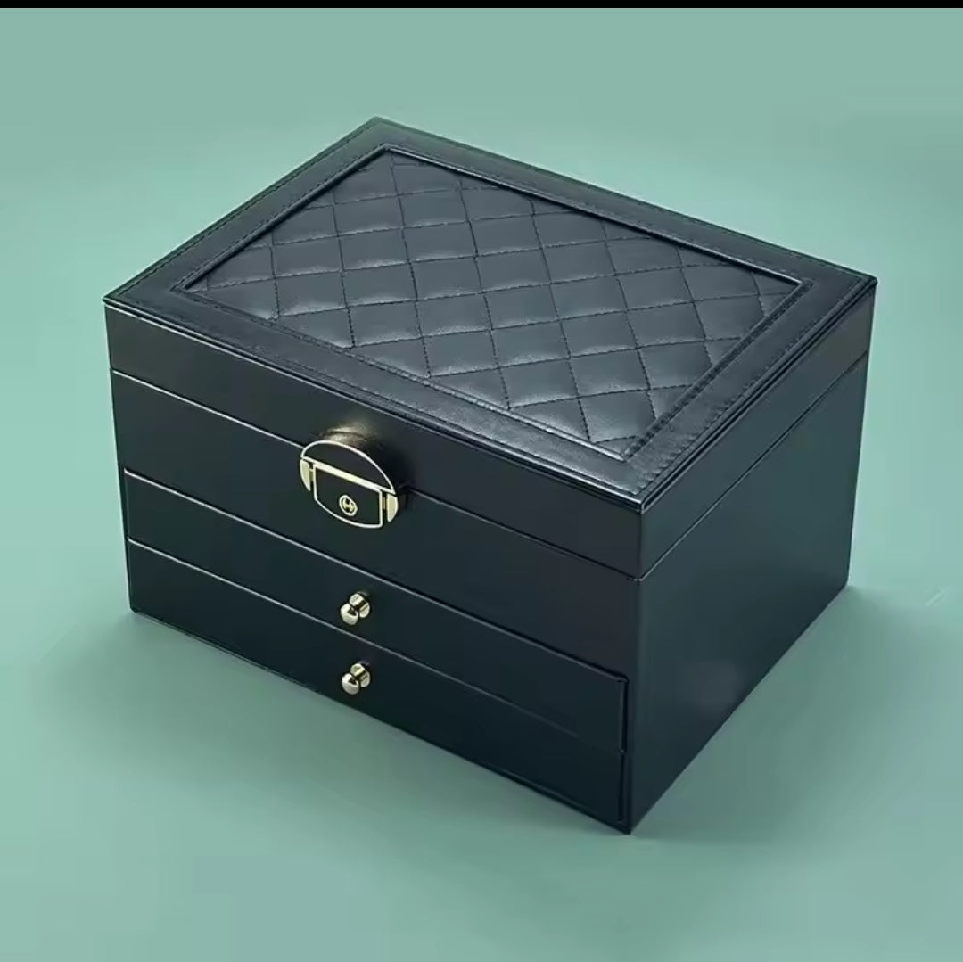 Premium Multi-Layer Jewelry Organizer Box – Large Capacity, Lockable, Velvet Interior