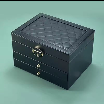 Premium Multi-Layer Jewelry Organizer Box – Large Capacity, Lockable, Velvet Interior