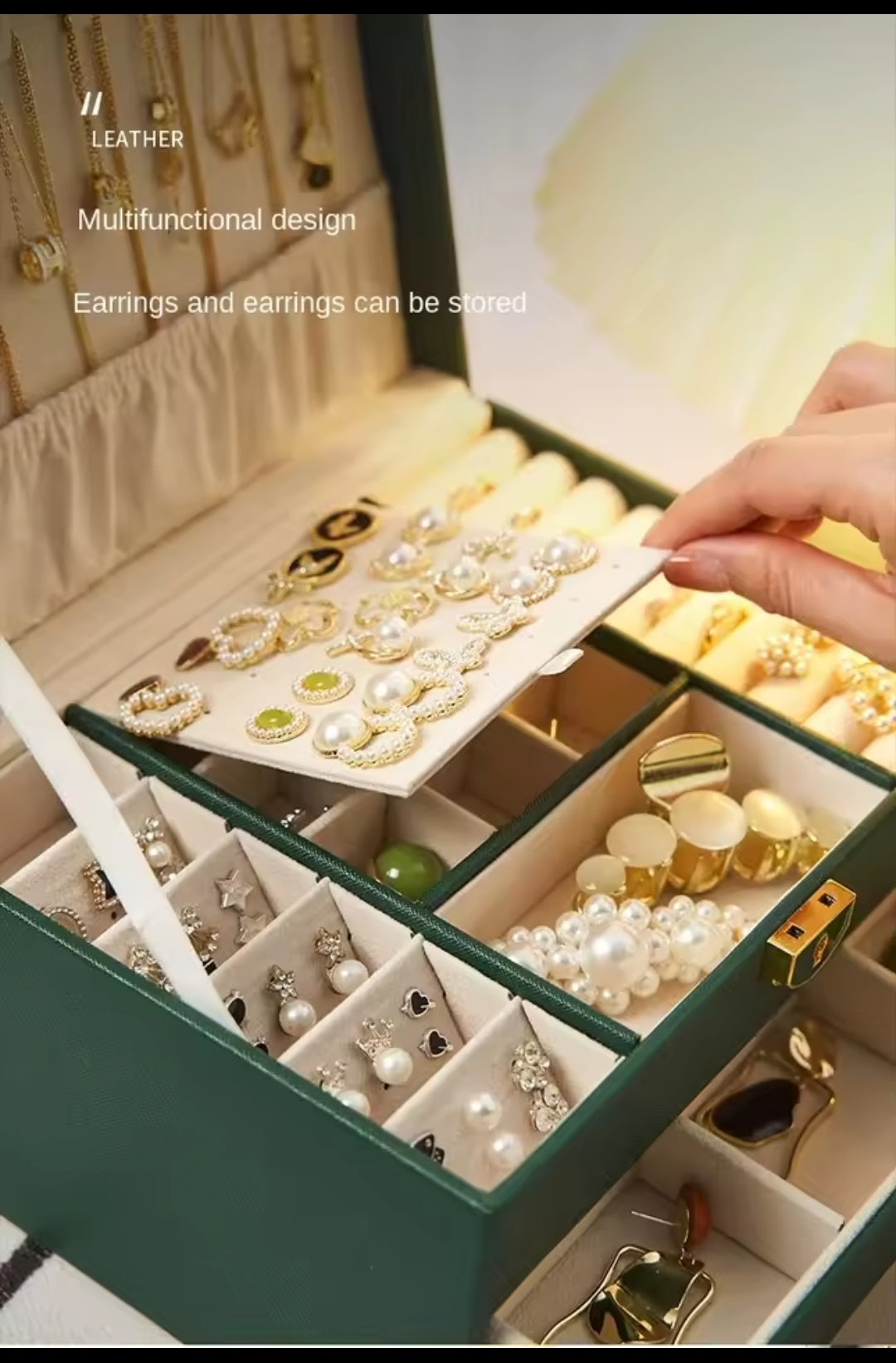 Premium Multi-Layer Jewelry Organizer Box – Large Capacity, Lockable, Velvet Interior