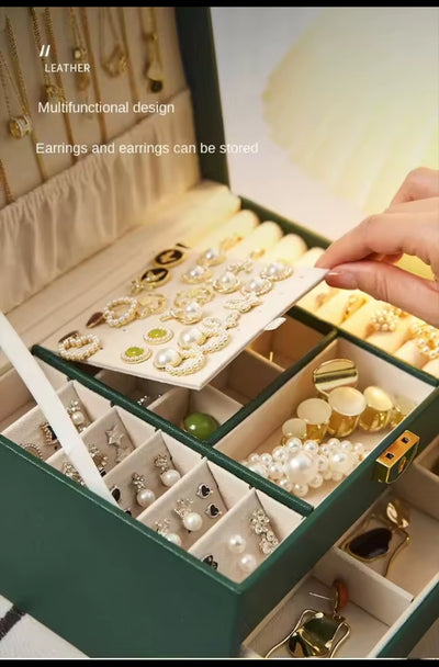 Premium Multi-Layer Jewelry Organizer Box – Large Capacity, Lockable, Velvet Interior