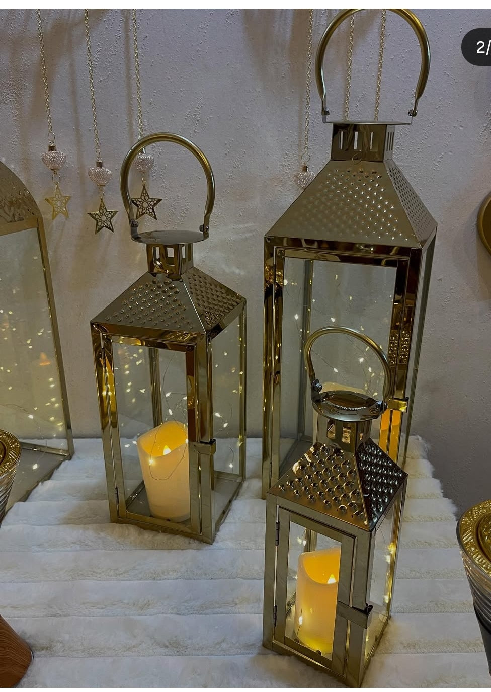 🕯️ Elegant Golden Metal Lantern Set – Premium Home Decor
