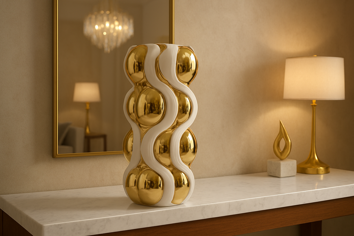 Luxury Modern Gold Accent Vase – 12”