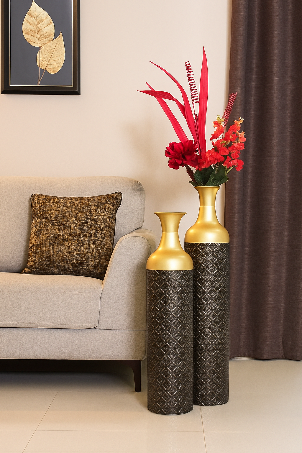 Luxury Golden Textured Metal Vase  – Modern Home Decor Accent