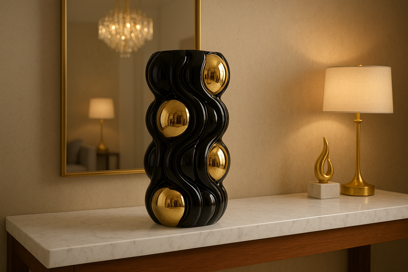 Luxury Modern Gold Accent Vase – 12”