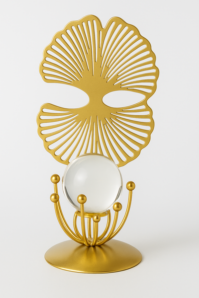 Luxury Golden Armillary Sphere with Hanging Crystal Globe – Elegant Home & Office Decor