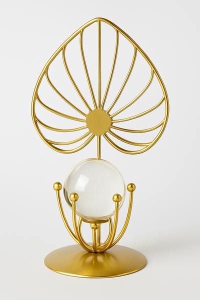 Luxury Golden Armillary Sphere with Hanging Crystal Globe – Elegant Home & Office Decor