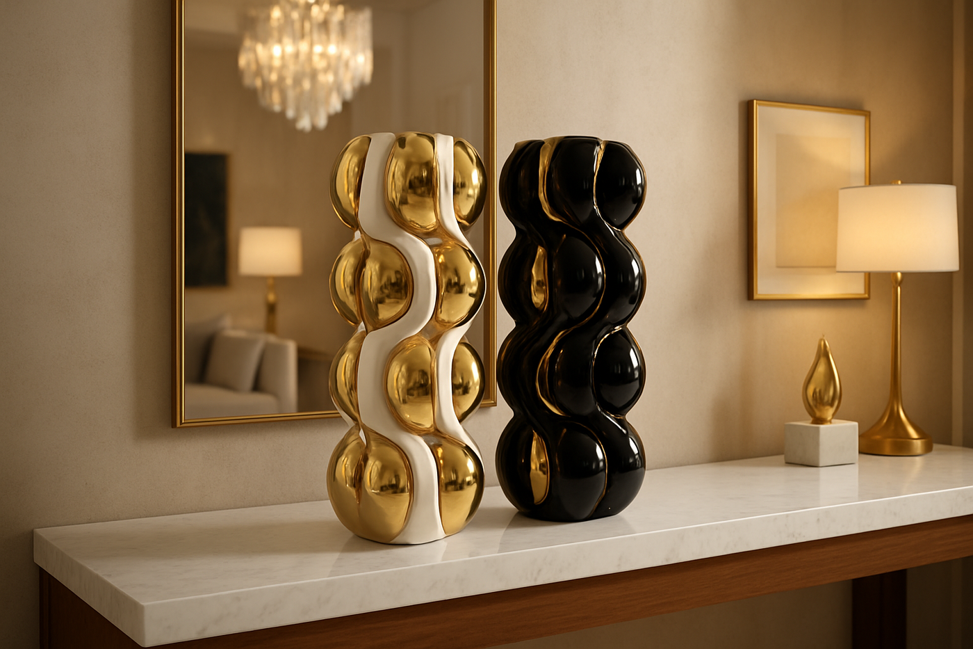 Luxury Modern Gold Accent Vase – 12”