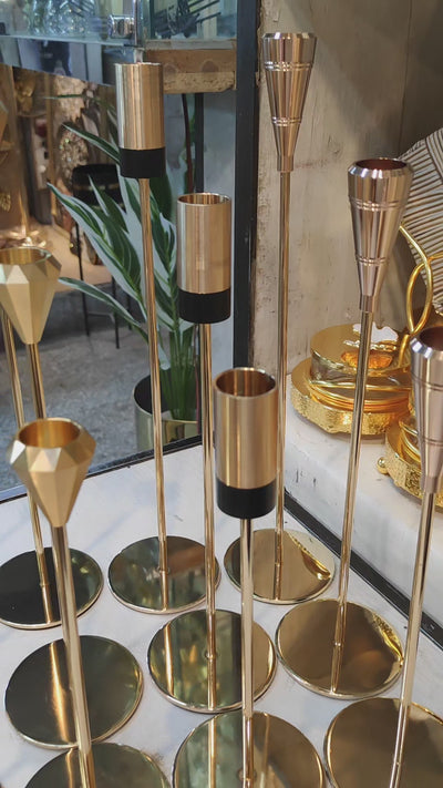 Luxury Gold & Glass Candle Holder Set – 3 Sizes (13", 11", 9") inches