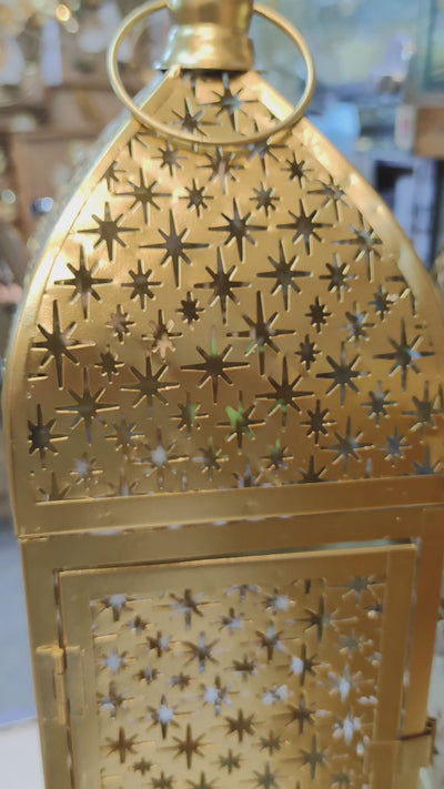 Premium Golden Metal Lantern Set – Decorative Candle Holder for Home & Ramadan Décor (Set of 2)