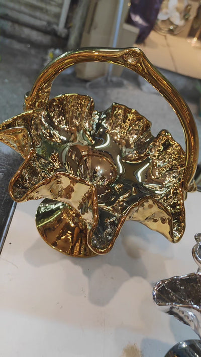 Luxury Golden Decorative Basket – Modern Table Centerpiece